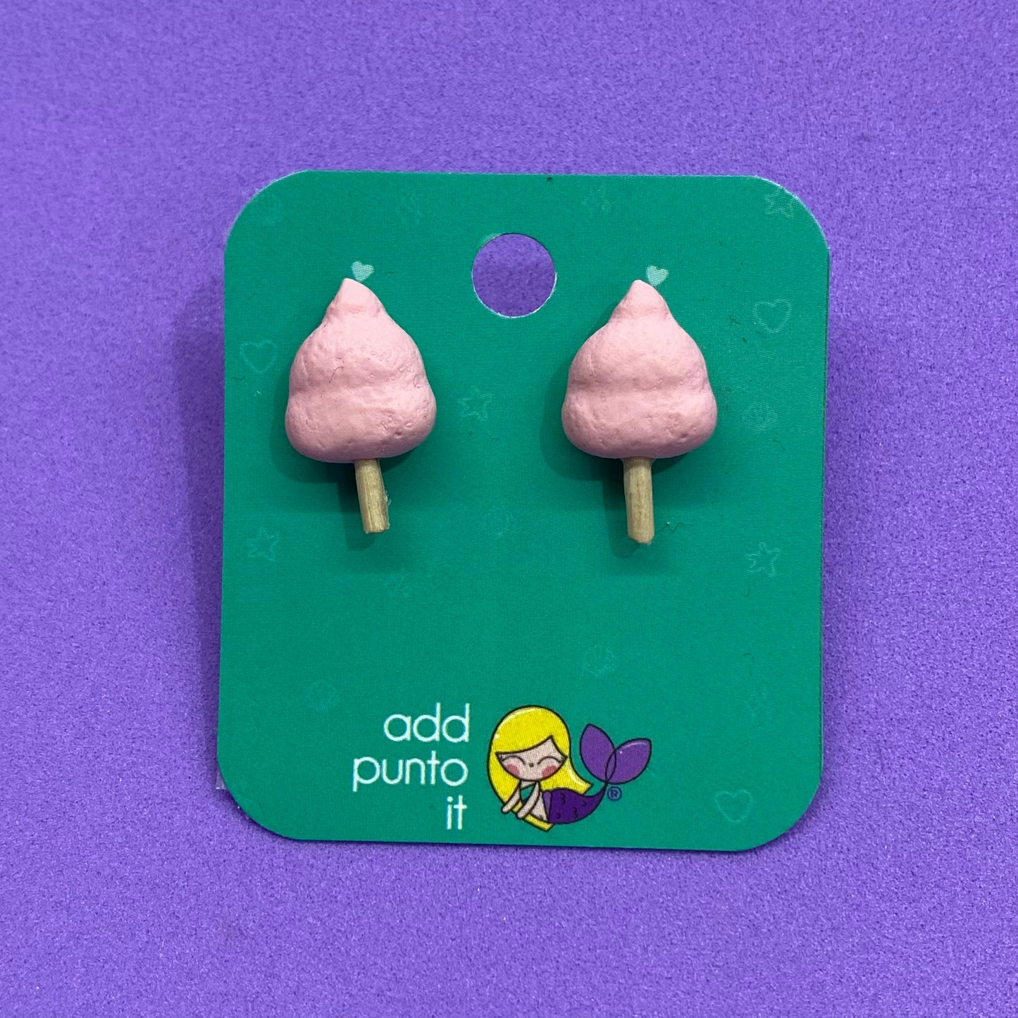 Aretes · Algodón de azúcar rosa