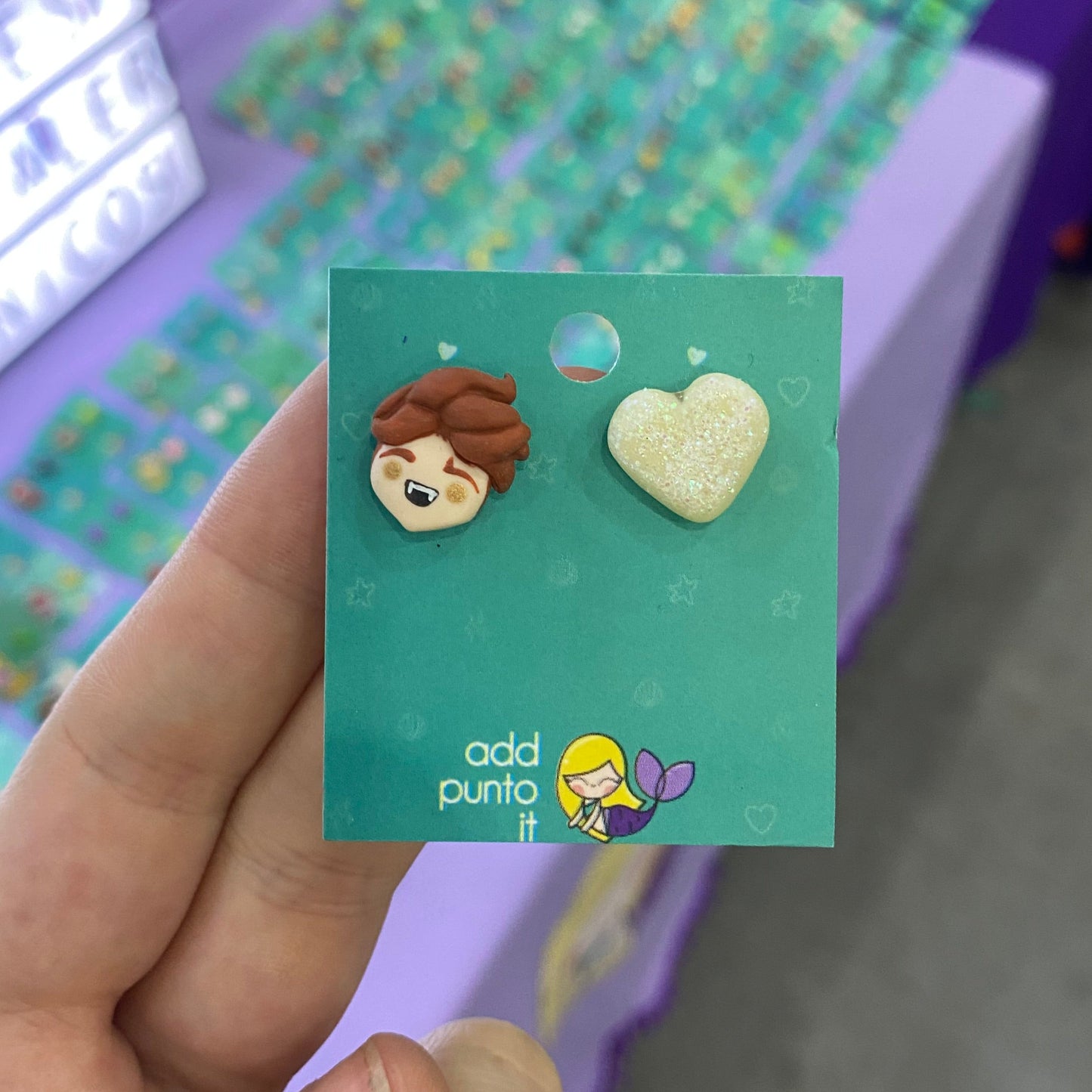 Aretes · Edward Cullen y corazón Brillante, twilight (Glow in the dark)