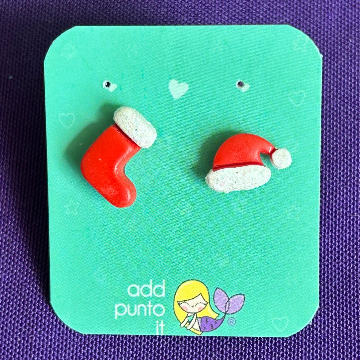 Aretes · Gorro y bota Santa 2025