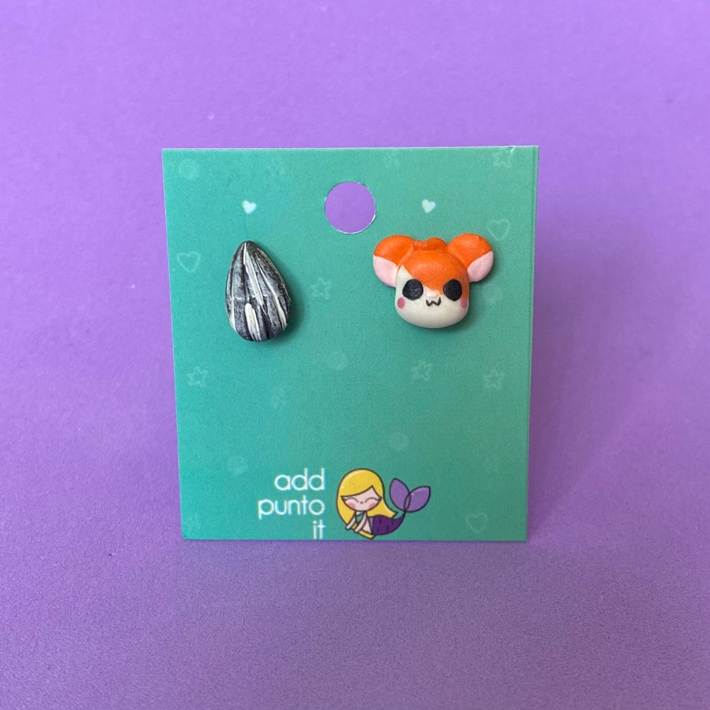 Aretes · Hamtaro y semilla de girasol