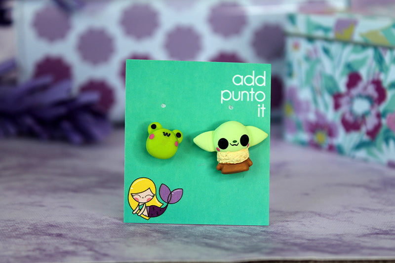 Aretes · Grogu y Rana, Baby Yoda (Star Wars)