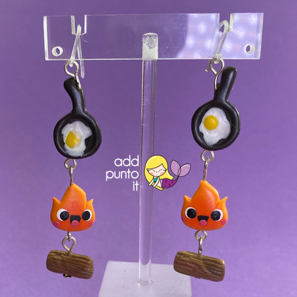 Aretes Gancho · Calcifer (Studio Ghibli, El castillo vagabundo)