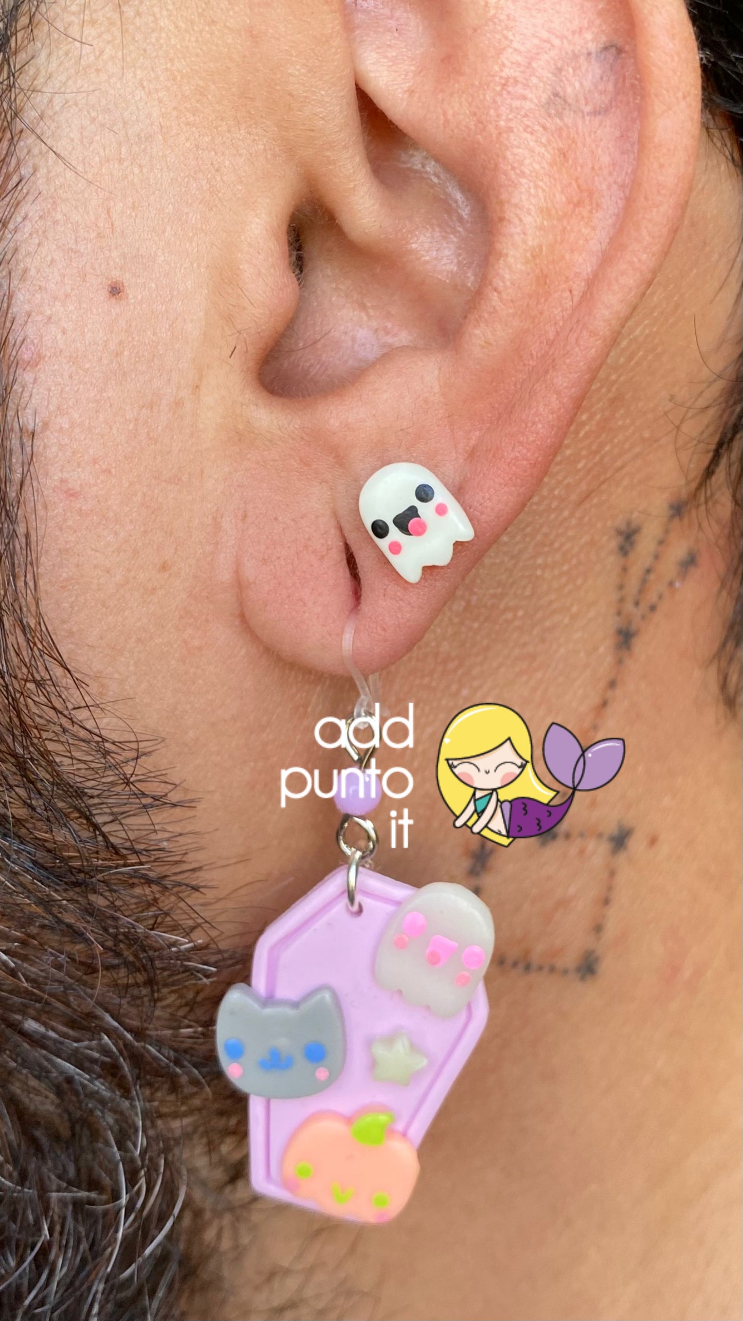 Aretes de Gancho · Ataúd gótico kawaii (Neon y Brillan en la obscuridad)(colección LIMITADA 2024)