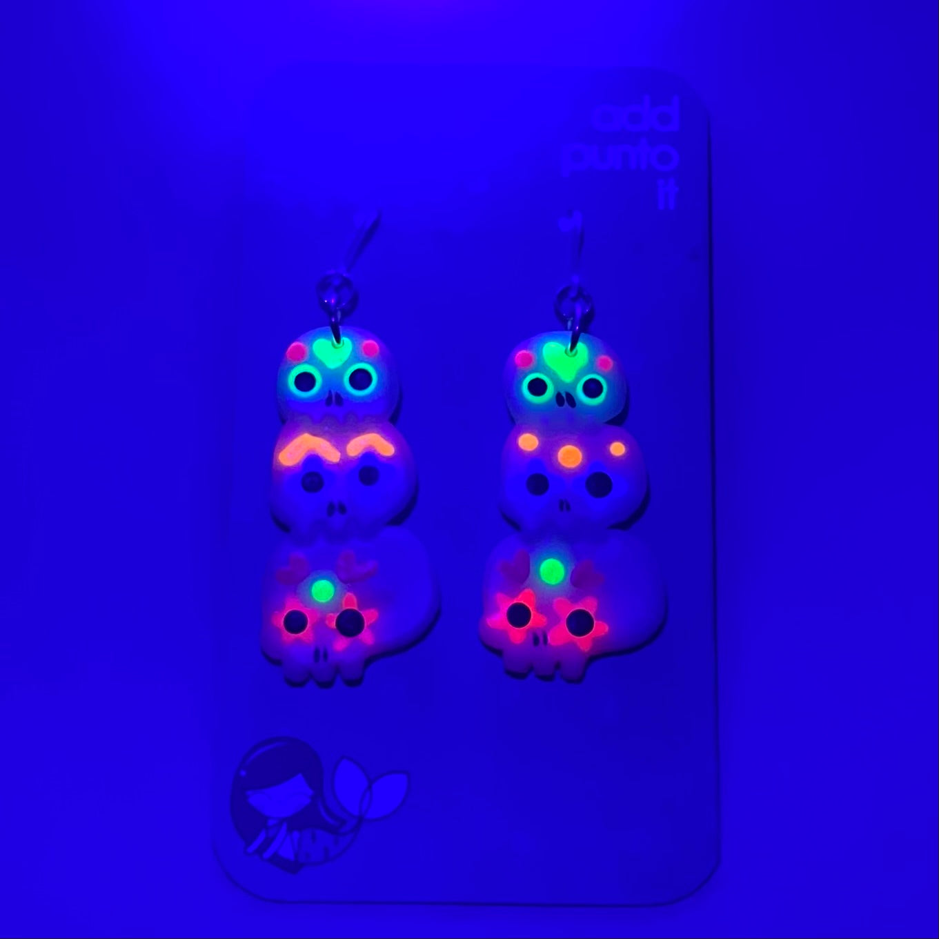 Aretes de Gancho · TRiple Calaverita de azúcar 💀(Neon y Brillan en la obscuridad)(colección LIMITADA 2024)