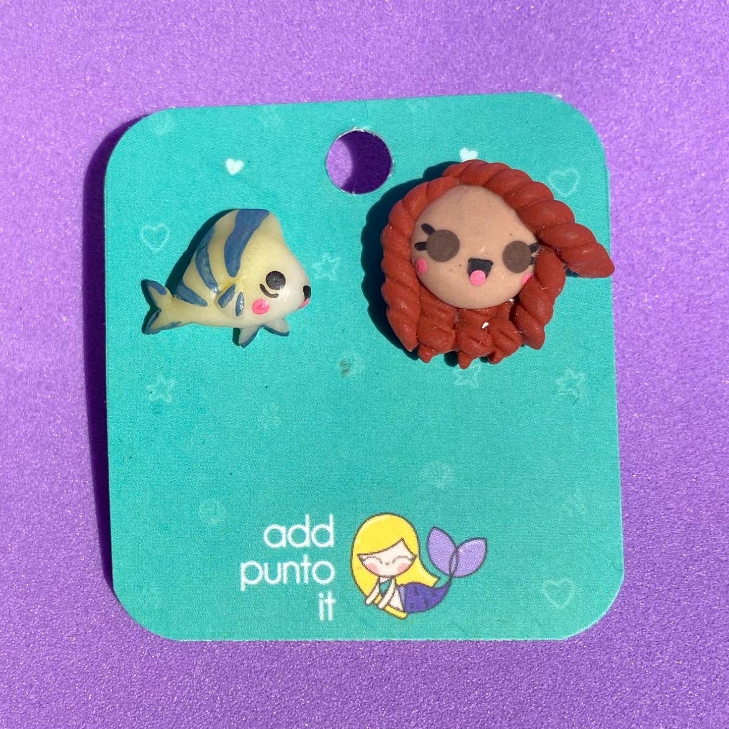 Aretes · Ariel y Flounder GitD (La Sirenita live action)