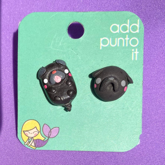 Aretes · Perrito Pug negro