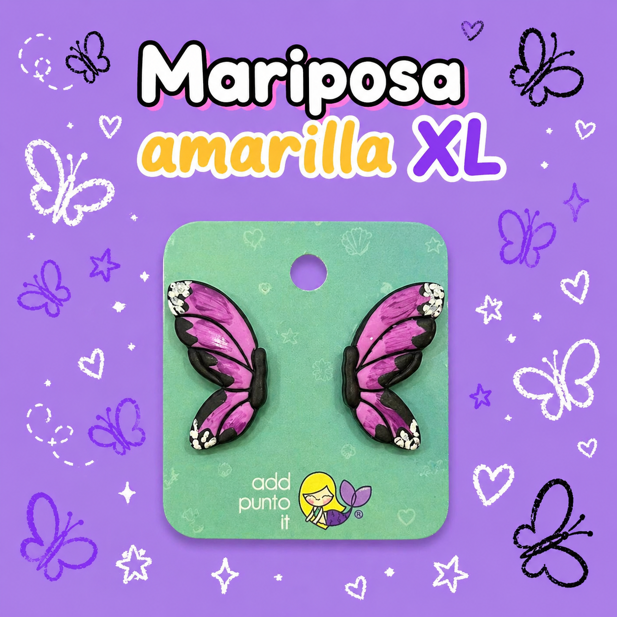 Aretes · Alas mariposa morada