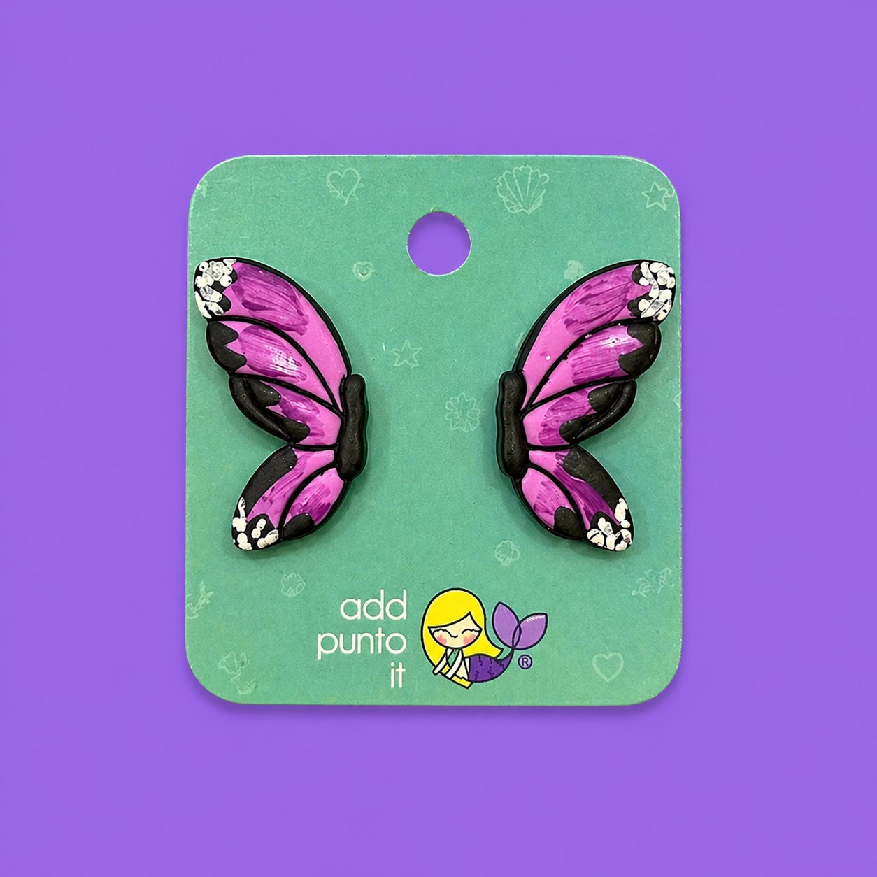 Aretes · Alas mariposa morada