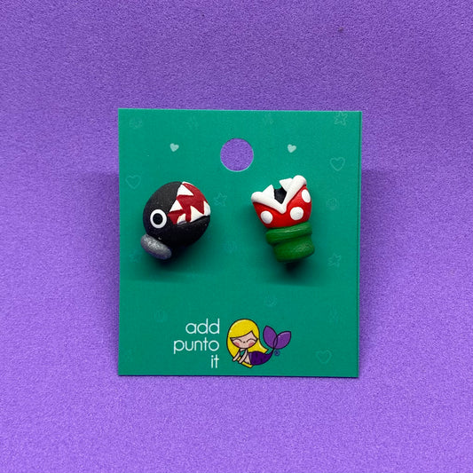 Aretes · Planta Piraña y Chomp Mario Bros