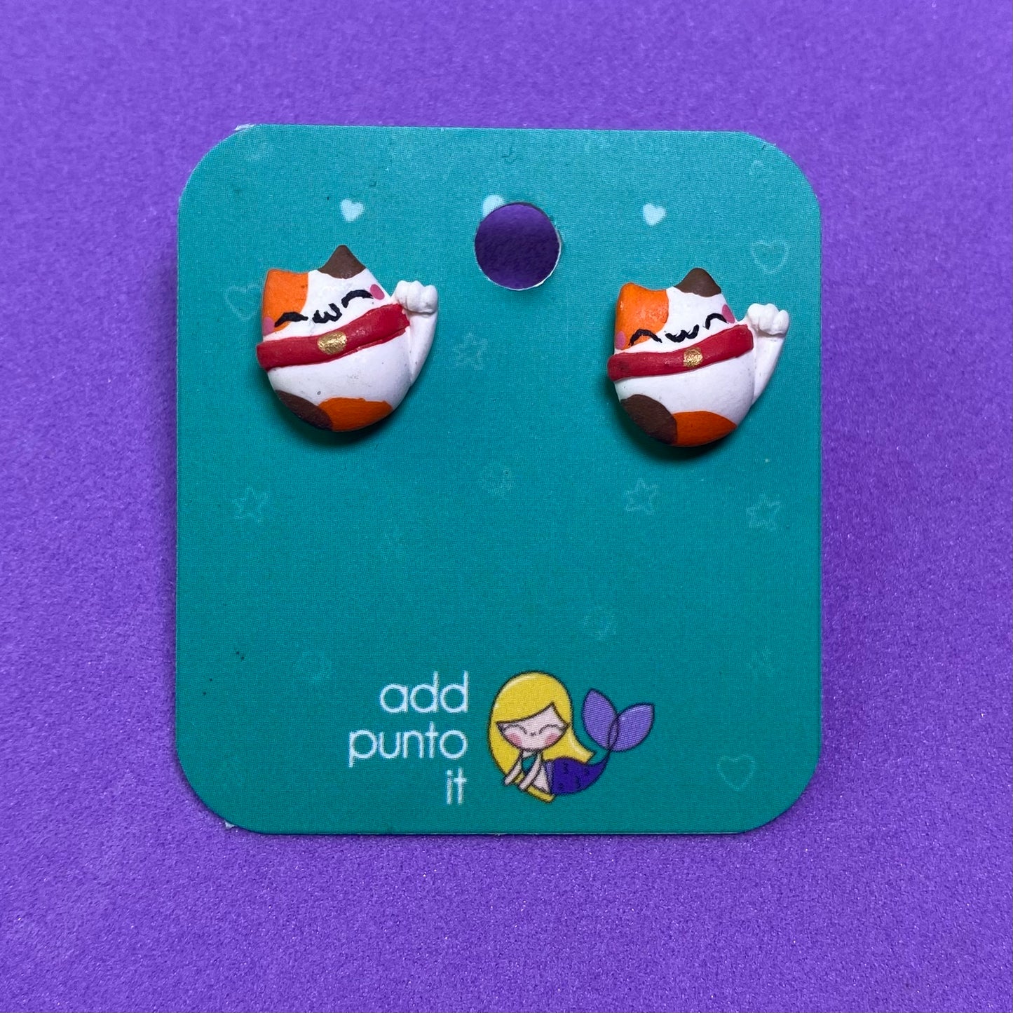 Aretes · Gato Maneki Neko de la suerte