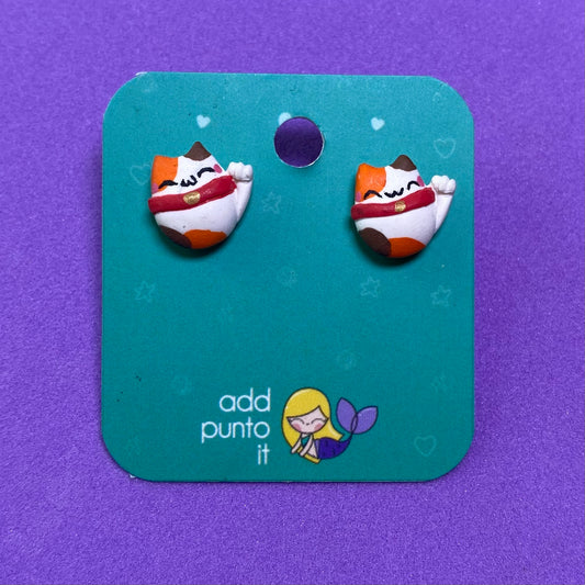 Aretes · Gato Maneki Neko de la suerte