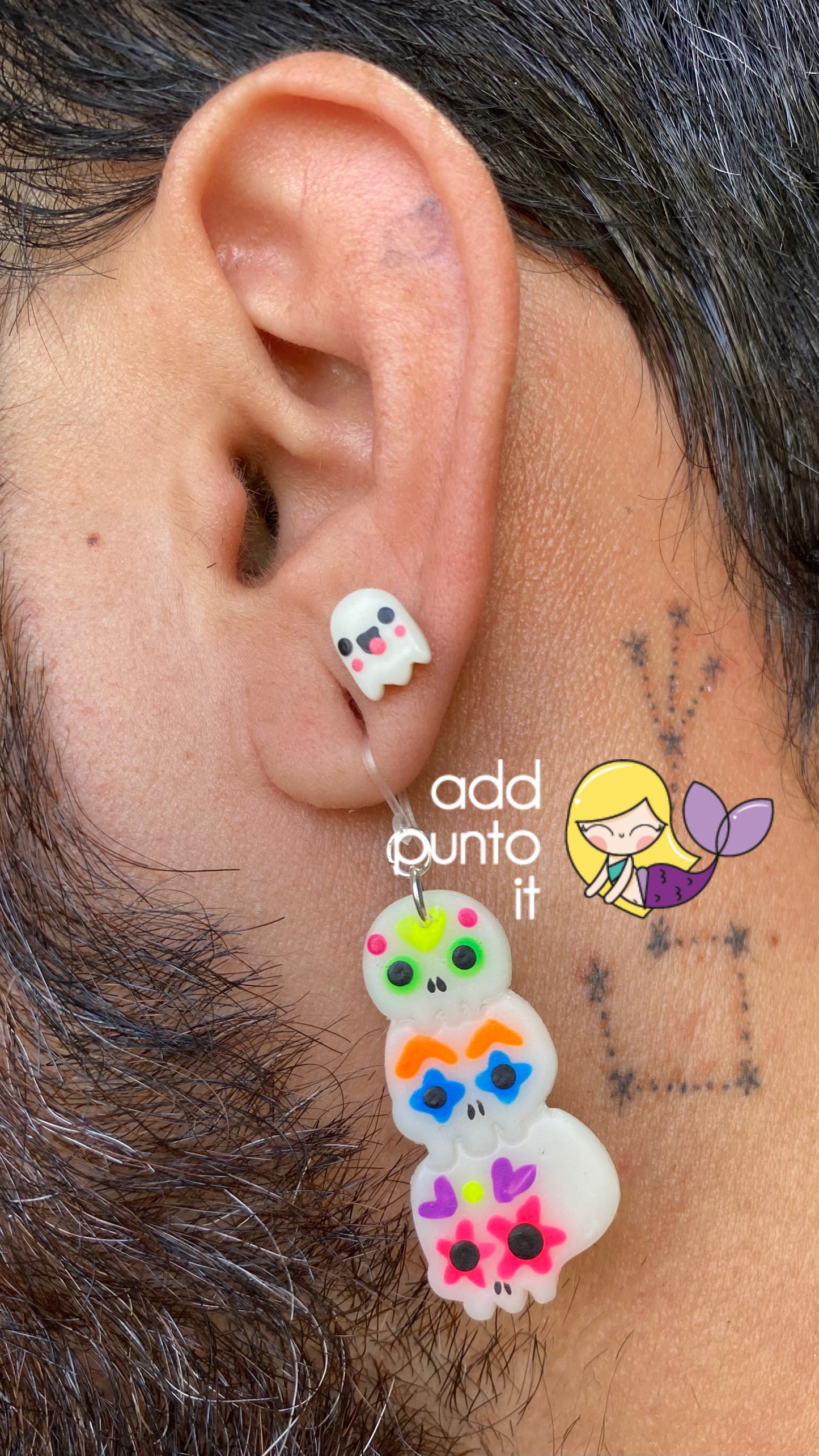 Aretes de Gancho · TRiple Calaverita de azúcar 💀(Neon y Brillan en la obscuridad)(colección LIMITADA 2024)