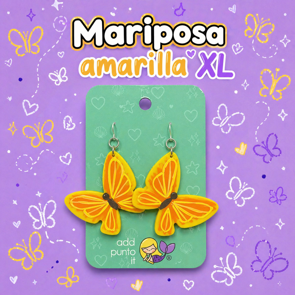 Aretes · Mariposa AmaraillaXL