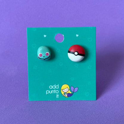 Aretes · Squirtle  y Pokebola (Pokemón)