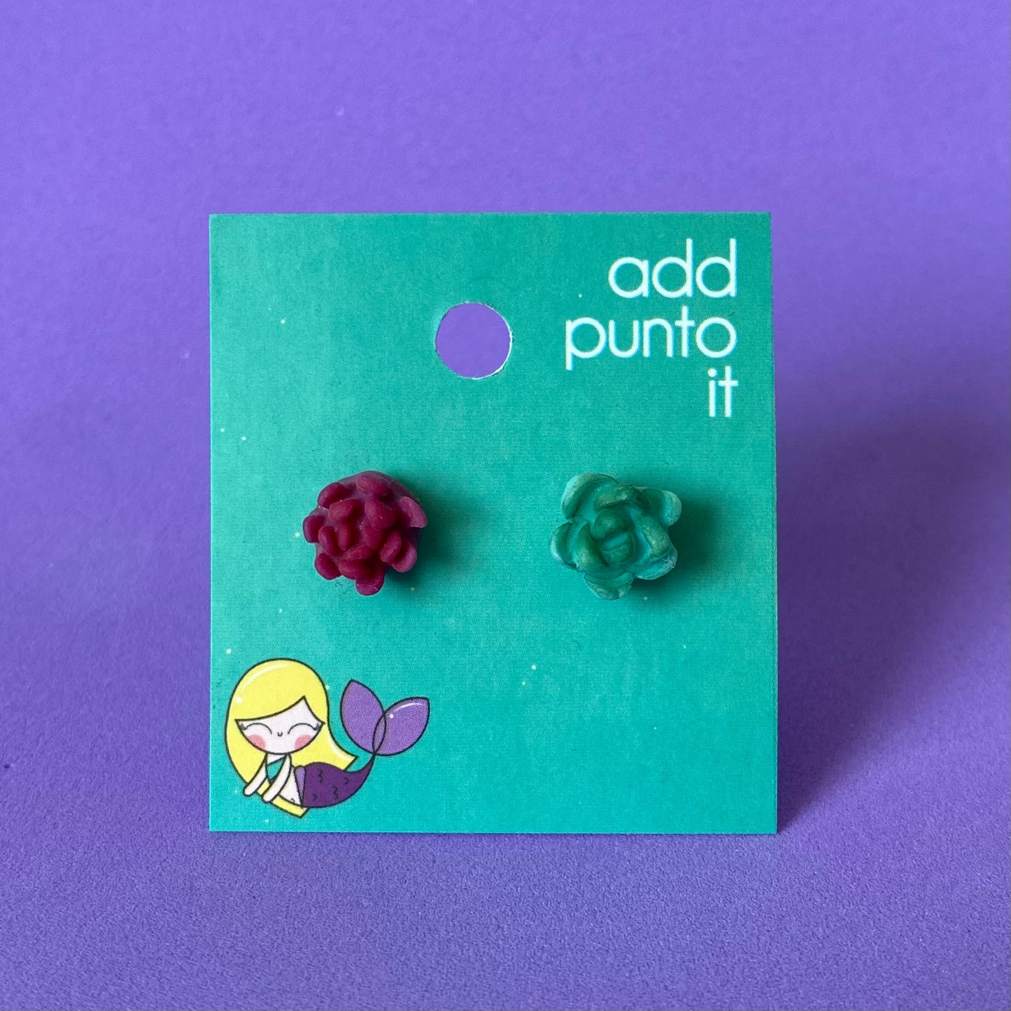 Aretes · Suculenta Verde y morado