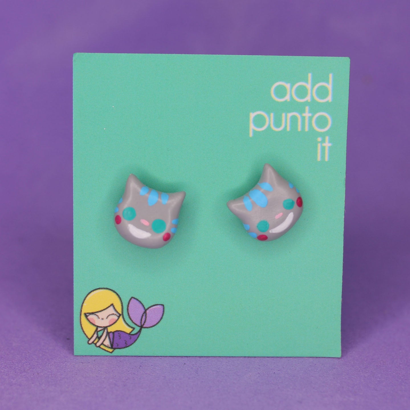 Aretes · Gato Cheshire Gris (Alicia en el país de las maravillas)