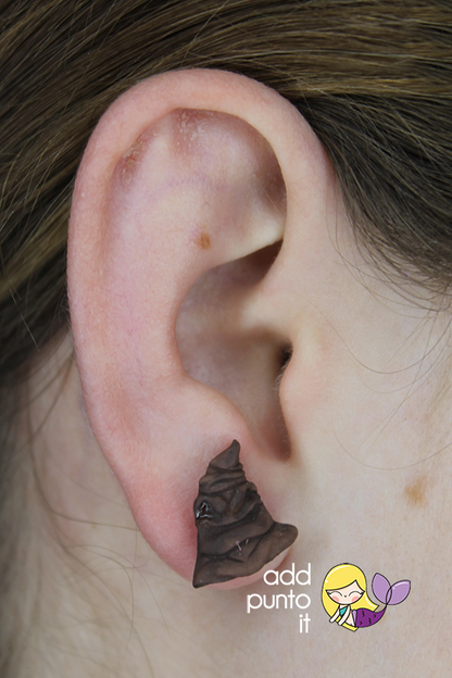 Aretes · Sombrero Seleccionador y Carta de Hogwarts (Harry Potter)