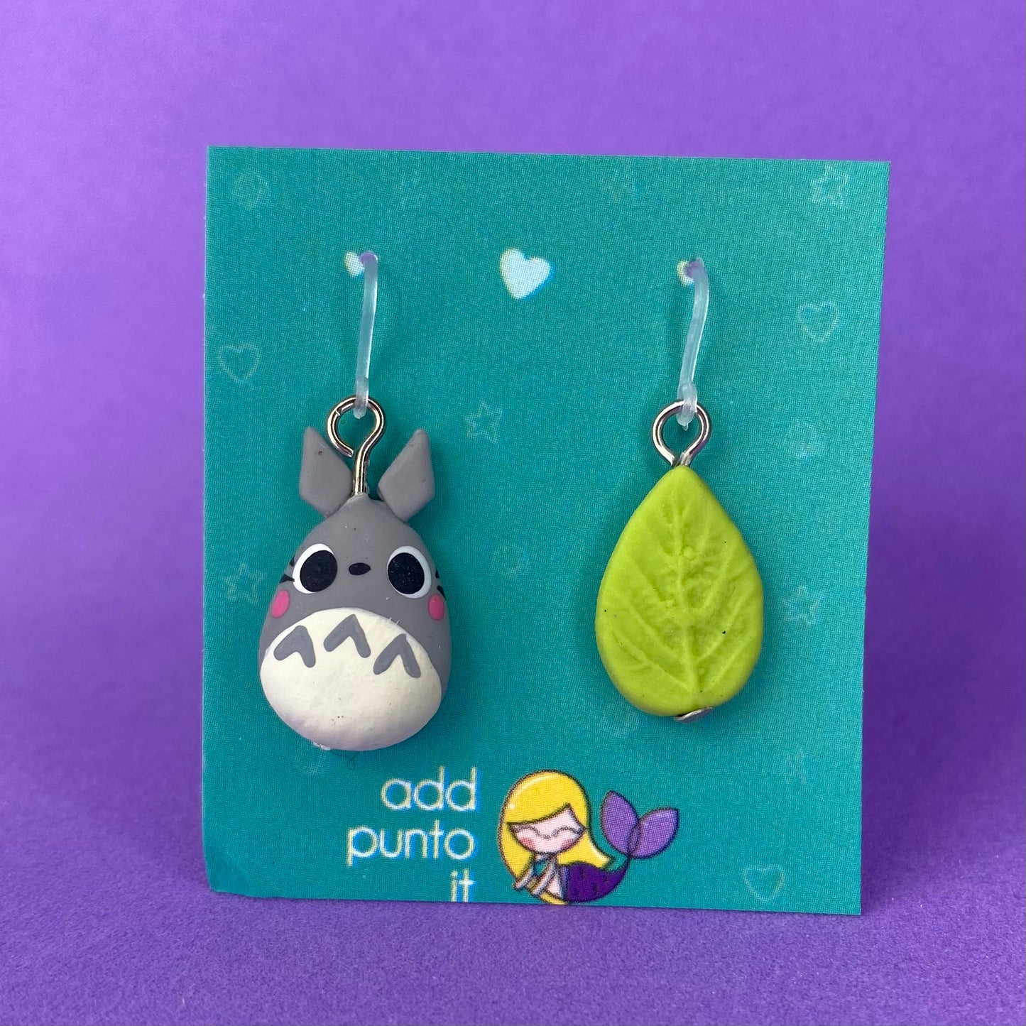 Aretes · Totoro y hoja (Mi vecino Totoro)