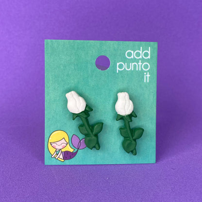 Aretes · Flor Rosa Blanca