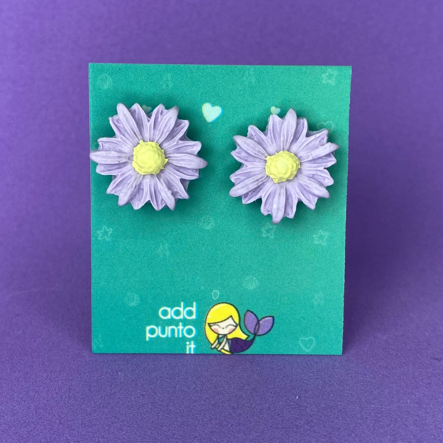 Aretes · Flor Gerbera morada grande