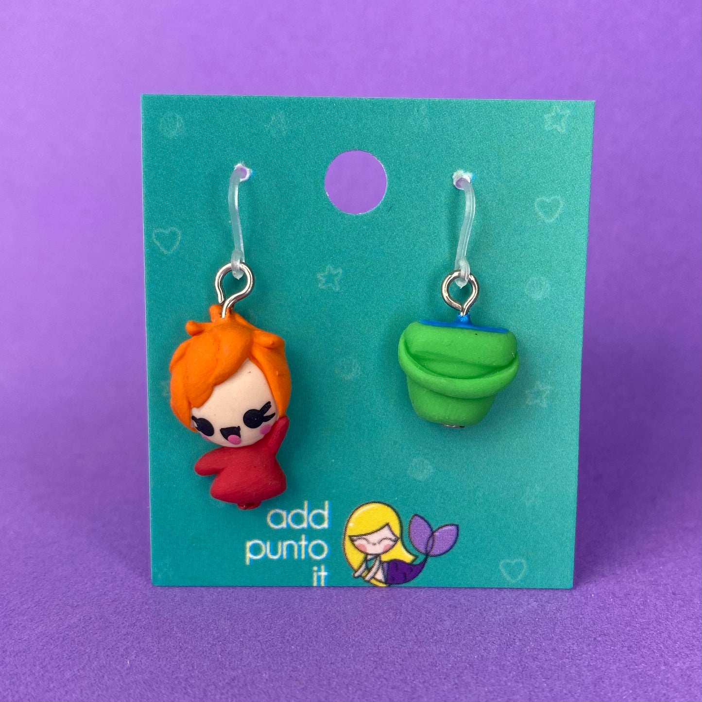 Aretes · Ponyo y cubeta (Ghibli)