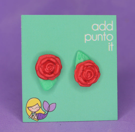 Aretes · Flor Rosa Roja