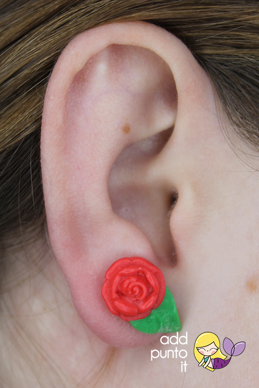 Aretes · Flor Rosa Roja