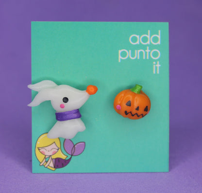 Aretes · Zero y calabaza (The Nightmare before Christmas) (GITD, Neón)